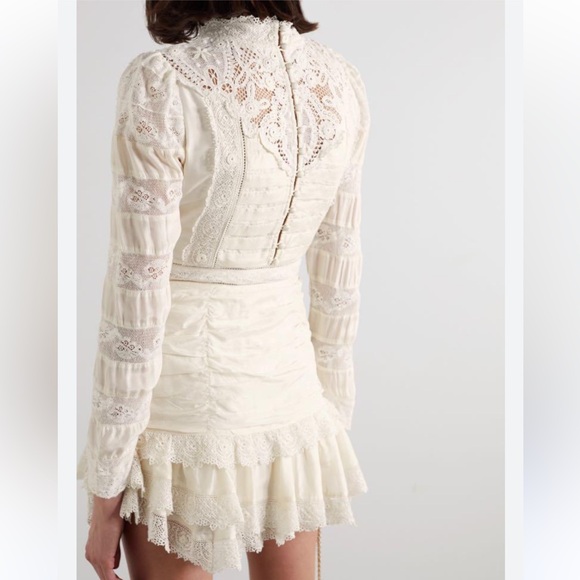 Loveshackfancy Harmon Silk Mini Dress in Ivory - Picture 4 of 4